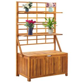 Storage Box with Trellis 39"x21.7"x63" Solid Acacia Wood - Brown