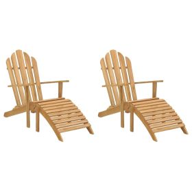 Adirondack Chairs with Footrests 2 pcs Solid Wood Teak - Brown