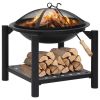 Fire Pit with Poker 21.3"x21.3"x21.7" Steel - Black