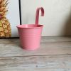 Wall Hanging Pot Bright Color Not Easy to Deform Iron Balcony Planters Metal Bucket for Balcony - Pink