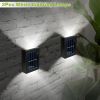 2Pcs Solar Deck Lights Outdoor 2LED Beads Waterproof Sensor Fence Stair Lamps For Patio Landscape Yard White Lighting Color - Cool White