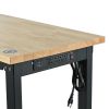 72'' Adjustable Multifunctional Workbench, Vietnamese Rubber Wood Top Heavy-Duty Workbench, 2000 LBS Load Capacity Thick Hardwood Worktable, equipped