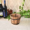 Rustic Succulent Planter Wooden Barrel Empty Flower Pot Container Garden Decor - S