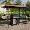 8 x 5 FT Grill Pergola Tent with Air Vent Double Tiered BBQ Gazebo Outdoor Barbecue Canopy, Khaki/Gray - Khaki