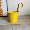 Wall Hanging Pot Bright Color Not Easy to Deform Iron Balcony Planters Metal Bucket for Balcony - Pink