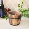 Rustic Succulent Planter Wooden Barrel Empty Flower Pot Container Garden Decor - L