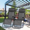 2Packs Zero Gravity Lounge Chair with Dual Side Tray 330lbs Load Foldable Recliner Chair - NBlack