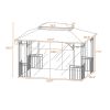 13 Ft. W x 9.7 Ft. D Iron Patio Outdoor Gazebo;  Double Roof Soft Canopy Garden Backyard Gazebo with Mosquito Netting Suitable for Lawn;  Garden;  Bac