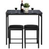 Small Space Kitchen Bar Furniture 3 Pieces Dining Table Set - Black - Bar Table