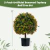 2-Pack Artificial Boxwood Topiary Ball Tree with Orange Fruit - Green, orange