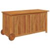 Patio Storage Box with Wheels 44.5"x19.7"x22.8" Solid Wood Acacia - Brown