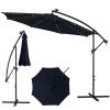 10 Feet Patio Offset Umbrella with 112 Solar-Powered LED Lights - Navy