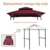 8x5Ft Grill Gazebo Replacement Canopy,Double Tiered BBQ Tent Roof Top Cover XH - As Picture