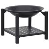 Fire Pit with Poker 21.3"x21.3"x21.7" Steel - Black