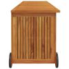 Patio Storage Box with Wheels 59.1"x19.7"x22.8" Solid Wood Acacia - Brown