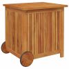 Patio Storage Box with Wheels 23.6"x19.7"x22.8" Solid Wood Acacia - Brown