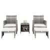 Outdoor 5pcs Combination Sofa Set with  2 Chairs 2 Footstools 1 Coffee Table XH - Graying Cane