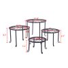 Metal Plant Stand 4 in 1 Potted Irons Planter Supports Floor Flower Pot Round Rack Display - Black