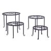 Metal Plant Stand 4 in 1 Potted Irons Planter Supports Floor Flower Pot Round Rack Display - Black