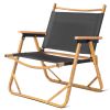 53*55*61cm Medium Size Aluminum Frame 600D Black Oxford Cloth Bearing 100kg Imitation Wood Grain Spray Paint Camping Chair Black - as picture