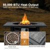 Square Propane Fire Pit Table with Lava Rocks and Rain Cover - black