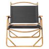 53*55*61cm Medium Size Aluminum Frame 600D Black Oxford Cloth Bearing 100kg Imitation Wood Grain Spray Paint Camping Chair Black - as picture