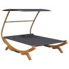 Patio Lounge Bed with Canopy 65"x79.9"x54.3" Solid Bent Wood Anthracite - Anthracite