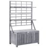 Storage Box with Trellis Gray 39"x21.7"x63" Solid Acacia Wood - Grey