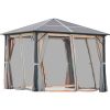 9.8 Ft. W x 9.8 Ft. D Aluminum Paito Gazebo with Polycarbonate Roof - Beige