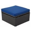 Outdoor Patio Rectangle Daybed with Retractable Canopy, Wicker Furniture Sectional Seating with Washable Cushions, Backyard, Porch - Blue