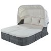 Outdoor Patio Furniture Set Daybed Sunbed with Retractable Canopy Conversation Set Wicker Furniture  - Beige