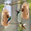 2 Packs Humming Bird Houses for Outside Wooden Hanging Bird Nest Feeder Hand Patio Garden Craft Ornament Decoration - Yellow