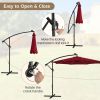 10 Feet Patio Offset Umbrella with 112 Solar-Powered LED Lights - Wine