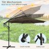 10 Feet Patio Offset Umbrella with 112 Solar-Powered LED Lights - Coffee