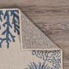 Home Decor Coastal Bordered Coral Reef Indoor/Outdoor Accent Rug - Navy|Beige - 5'3" X 7'0"