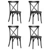 Resin Cross Back Chair for dinning room, wedding, commercial use, 4-pack, Black - as Pic