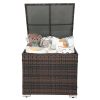 71*71*60.5cm Square Brown Gradient Iron Frame Can Be Stored Rattan Locker - Brown