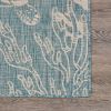 Home Decor Coastal Bordered Coral Reef Indoor/Outdoor Accent Rug - Aqua|White - 5'3" X 7'0"