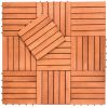 Outdoor Patio 6-Slat Eucalyptus Interlocking Deck Tile (Set of 10 Tiles) - as Pic