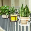 Hanging Railing Planters Flower Pot Holders Metal Planter Racks Fence Potted Stand Mounted Round Plant Baskets Container for Indoor Outdoor Use - Blac