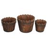 Outdoor Reinforced And Anticorrosive Chinese Fir Planting Pot Flower-Shaped Barrel Carbonized Color - as picture