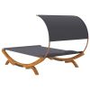 Patio Lounge Bed with Canopy 65"x79.9"x49.6" Solid Bent Wood Anthracite - Anthracite