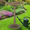 New Design Outdoor Garden Green Pedestal Bird Bath Feeder - Gold - bird