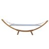 1-Person Hammock with Stand Set for Outside &amp; Inside; Indoor Outdoor Standalone; plywood+canvas - as Pic