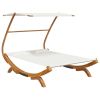 Patio Lounge Bed with Canopy 65"x79.9"x54.3" Solid Bent Wood Cream - Cream