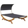 Patio Lounge Bed with Canopy 65"x79.9"x49.6" Solid Bent Wood Anthracite - Anthracite