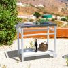 Outdoor Prep Cart Dining Table for Pizza Oven;  Patio Grilling Backyard BBQ Grill Cart - White