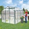 6 x 8 FT Polycarbonate Greenhouse with Roof Vent for Outdoors Gardening Canopy Plants Shed, Silver/Green - Green