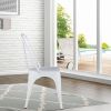 Metal Dining Chairs Set of 4 Indoor Outdoor Patio Chairs Stackable Kitchen Chairs with Back Restaurant Chair 330 LBS Capacity  - White - 4