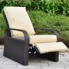 Outdoor Recliner Chair;  Automatic Adjustable Wicker Lounge Recliner Chair with 5.12'' Thicken Cushion - EsKhaki - Espresso Wicker